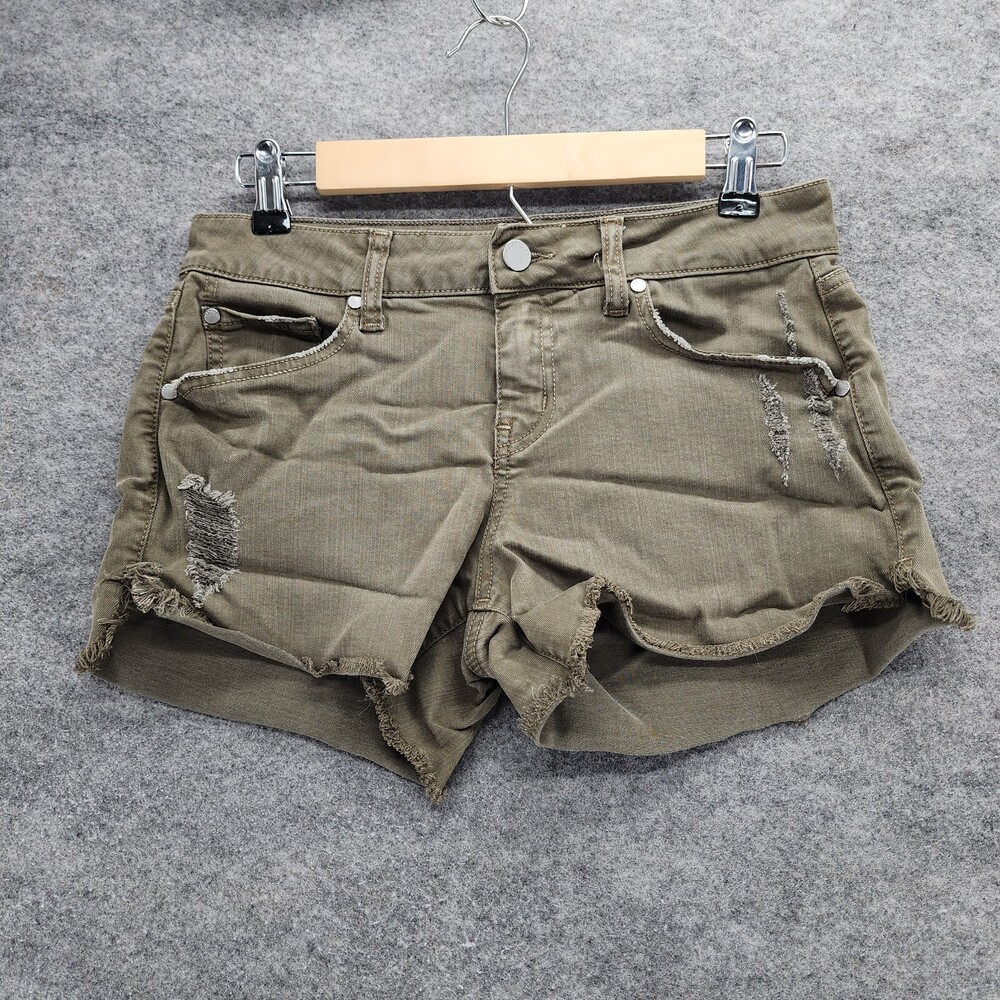 Level 99 Shorts Womens 26 Green Cut Off Denim
